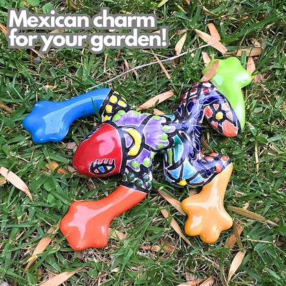 Colorful Garden Decor Frog - Ceramic Mexican Home Decor Talavera - Hand Painted in Mexico - Mexican Wall Decor - Multicolor Frog in Gift Box - Rana Multicolor