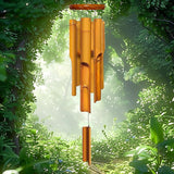 Bamboo Wind Chimes 30" 6 Pipes, Handcrafted Wooden Wind Chime Bring a Unique and Soothing Melody, Create a Zen Atmosphere for Outdoor Indoor Decor, for Sympathy, Memorial
