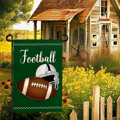 Football Garden Flag Football Helmet Double Sided Yard Flag The Big Game Polyeaster Garden Flags Sunday Sports Party Vertical Green House Banner 12 x 18 Inch Outdoor Decorative