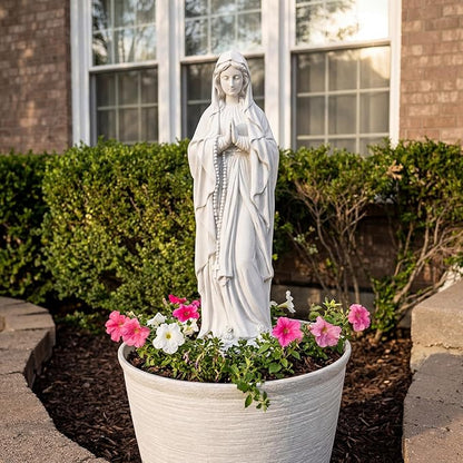 Virgin Mary Praying Statue 29.3 Inch Tall Religious Magnesium Oxide Stone Decorations Statue Outdoor Garden Clearance for Home Lawn Yard Patio Hallway Decor Sculpture