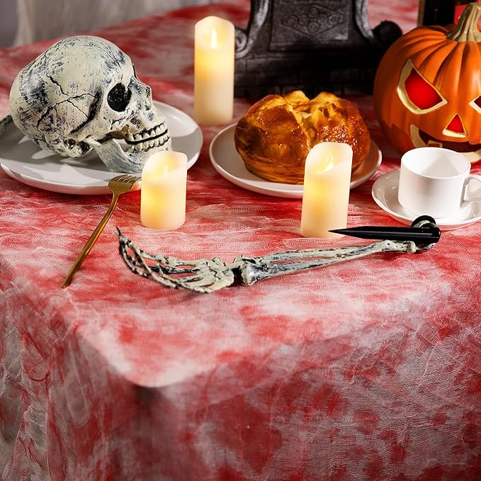 400" x 85" Halloween Creepy Cloth - Large Size Spooky Fabric - Scary Gauze Blood Creepy Cloth for Haunted House Party Yard Wall Doorway Decoration (red)