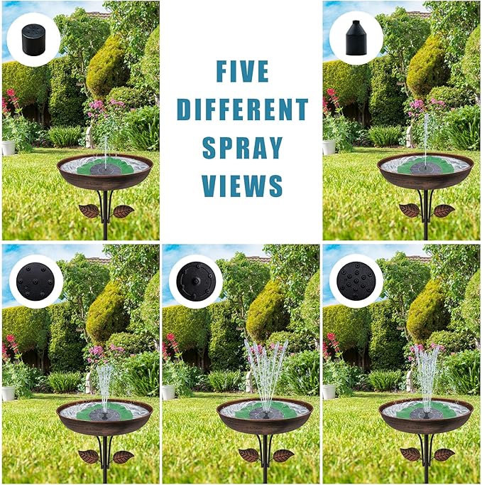 Solar Bird Bath Fountains Pump with Lotus Leaf Design, 11" D Free Standing Floating 7V/1.4W Solar Powered Water Fountain Pump for Bird Bath, Garden, Pond, Pool, Fish Tank & Outdoor Decor