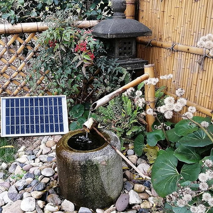 Bamboo Fountain Decor, Bird Bath Fountain, Solar Water Fountain, with Solar Water Fountain Pump, for Bird Bath, Fish Tank, Pond, Garden,D
