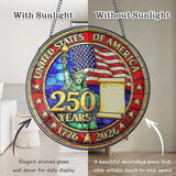 250th Anniversary USA Suncatcher - Patriotic Stained Glass Window Hanging for 4th of July Decorations - Vibrant Independence Day Decor for Home & Garden, Perfect 250 Anniversary USA Merchandise Gift