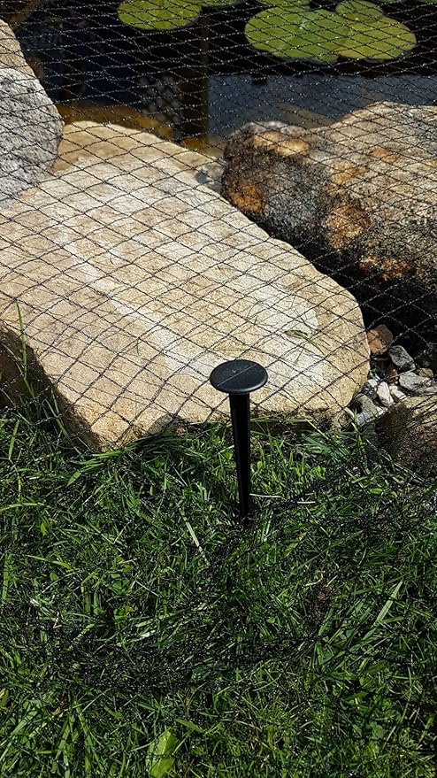 Pond H2o Black Premium Pond Protection Cover Net with Fixing Stakes 20 Ft by 13 Ft (6m x 4m) Heavy Duty Woven Fine Mesh Garden Netting Cover for Leaves, Protects Koi Fish