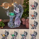 Evursua Garden Angel Decor 12 Inch Solar Fairy Outdoor Statue with Fountain Light Color Changing, Solar Lights Yard Decoration for Front Porch Flowerpot Patio Ornaments, Home Decor Gifts for New Year