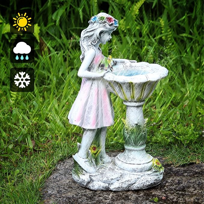 Voveexy Fairy Garden Statue, Solar Garden Angel Figurine Outdoor Decoration Waterproof Resin Angel Sculpture for Patio Yard Lawn Porch Art Decoration Ornament Housewarming Christmas Birthday Gift