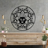 Bellaa 23514 Metal Wall Art Black Buddha Mandala Meditation Yoga Altar Indoor Serene Zen Buda Home Decor Outdoor Garden Patio Hanging 3d Sign Laser Cut 24 inch