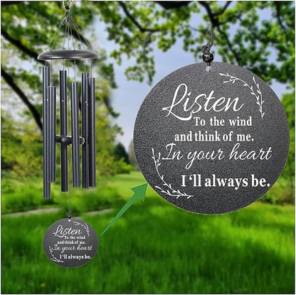 Sympathy Wind Chimes for Loss of Loved One, 40 Inch Memorial Wind Chimes for Loss of Loved Father/Mother/Lover, Commemorative Sympathy Bereavement Gifts for Condolences/Funeral (Black)