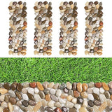 River Rock Stepping Stones Outdoor for Garden Walkway, 4 Pcs 12" L x 4" W Rectangle Shape Paver Step Stones Polished Pebble River Stone Mat for Yard Lawn Patio Pathway Walk Way - Multi-color