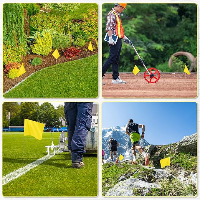 IKAYAS 4 x 5 x 15 inch Yellow PVC Small Marking Flags - Pack of 50, Ideal for Lawn, Garden, Survey and Irrigation