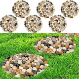 River Rock Stepping Stones Outdoor for Garden Walkway, 12 inch Diameter 6 Pcs Round Shape Paver Step Stones Polished Pebble River Stone Mat for Yard Lawn Patio Pathway Walk Way - Multi-color
