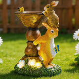 TERESA'S COLLECTIONS Garden Decor, Cute Family Bunny Figurines with Solar Lights, Waterproof Resin Garden Statue,Bunny Garden Gift, Birthday Gifts for Mom Women, Indoor/Outdoor 7.1"