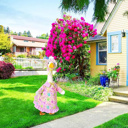 FuWeave Spring Goose Outfit Butterfly Lawn Porch Goose Clothes for 23" Large Statue Outdoor Patio Yard Lawn Art Decoration