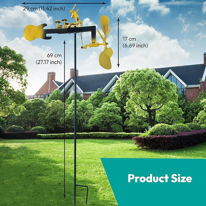 Handmade Metal Drummer Windmill Wind Spinner - Rock Band Percussionist Music Figurine - Wind-Powered Kinetic Windmills Spinners Sculpture - Outdoor Decor for Yard Lawn Garden Patio