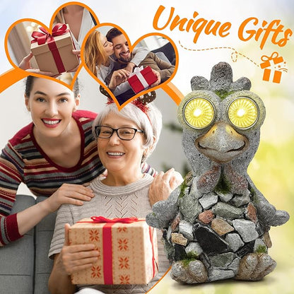 Outdoor Decor Chicken Statue, Garden Statue Solar Chicken Figurine for Lawn Porch Garden Yard Patio and Birthday Gift for Women