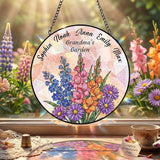 Personalized Mothers Day Stained Glass Gifts for Grandma, Custom Flower Windows Hanging with Kids Name, Suncatcher Ornament Decor Mom Gift from Daugher