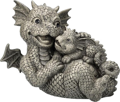 Pacific Giftware PT Garden Dragon Family Mother and Baby Dragon Garden Display Decorative Accent Sculpture Stone Finish 10 Inch Tall
