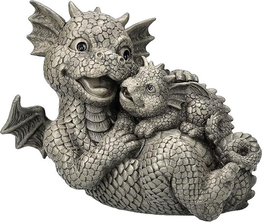 Pacific Giftware PT Garden Dragon Family Mother and Baby Dragon Garden Display Decorative Accent Sculpture Stone Finish 10 Inch Tall