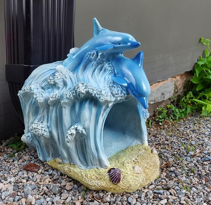 Gutter Diverter Rain,Dolphin Statue Deco Gutter Extension Downspout,Eco-Friendly Resin Sculpture Gutter Extender Diverter,Splash Block, Perfect Rain Gutter Downspout Extension for 3"x4" Downspouts