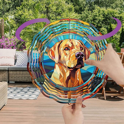 Labrador Retriever Wind Spinner Dog Memorial Gifts, Vibrant 3D Kinetic Aluminum Metal Yard Art, Loss of Dogs Sympathy Gifts, Hanging Outdoor Garden Decor, 8" Wind Sculptures for Patio, Porch (LR 8)