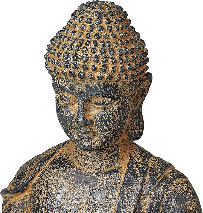 Sitting Buddha 21" High Large Zen Asian Indoor Outdoor Decor Faux Stone Floor Fountain with Light LED Standing Waterfall Water Feature for Outside Garden Patio Yard Backyard Porch - John Timberland