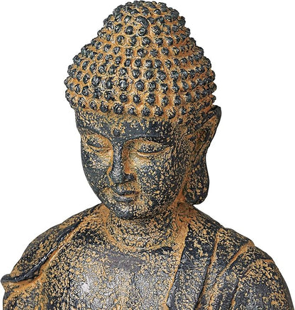 Sitting Buddha 21" High Large Zen Asian Indoor Outdoor Decor Faux Stone Floor Fountain with Light LED Standing Waterfall Water Feature for Outside Garden Patio Yard Backyard Porch - John Timberland