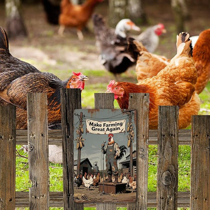 Funny Chicken Coop Signs and Accessories, Make Farming Great Again, Patriotic Farmhouse Metal Wall Art for Coop Farm Stand Chicken Farm Fresh Butt Nuggets Sign 8×12 Inch (grey chicken coop)