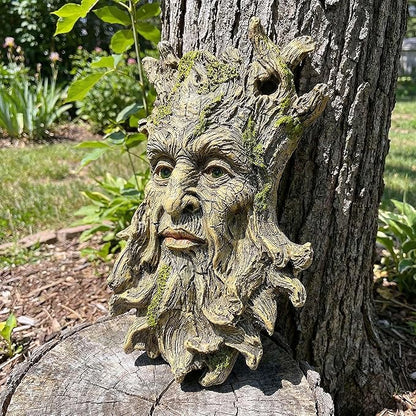 10.3" Whimsical Tree Face Sculpture, Garden Peeker Statue, Outdoor Trunk Tree Huggers Art, Landscape Accent Ornament, Hanging Fairy Elve Figurine for Yard Art, Trees Decor Wall Mounted Statues