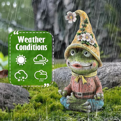 Garden Yoga Frog Statues Outdoor Meditation Zen Yoga Frogs Resin Figurines, Garden Home and Decoration for Patio Yard Lawn, Gifts for Women, 9.4 Tall Inches Green Frogs Sculptures