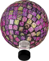 Alpine Corporation 10" Diameter Indoor/Outdoor Glass Mosaic Gazing Globe Yard Decoration, Pink