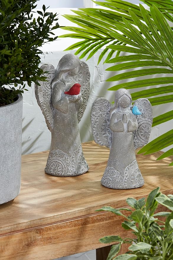 Mud Pie Small Concrete Garden Angel; 8" X 5 1/4"