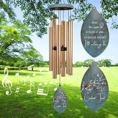 ASTARIN Personalized Sympathy Wind Chimes Deep Tone, 35inch Cardinal Wind Chimes, in Loving Memory of Dad/Mom, Memorial Gifts for Funeral Condolences(Produced in USA)