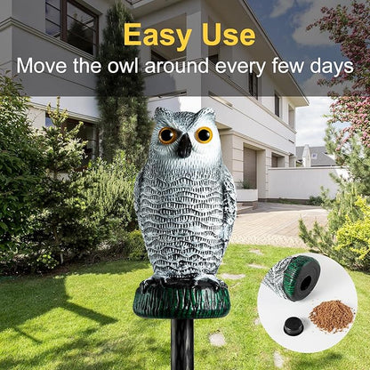 OFFO Plastic Owl Scarecrow for Halloween Decorations Outdoor Garden, Yard, Pool Decoration, 8.3 in Height, Snow Owl