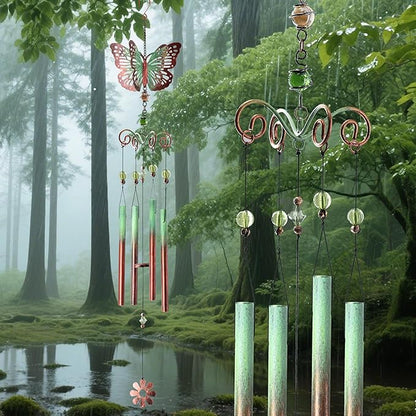 Butterfly Gifts for Women/Men, Butterfly Wind Chimes for Garden/Yard Decor,Birthday for Grandma/Mom，31in