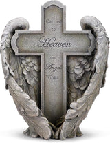 Napco Imports Carried to Heaven on Angels Wings Cross 9 x 11 Inch Resin Decorative Bereavement Statue