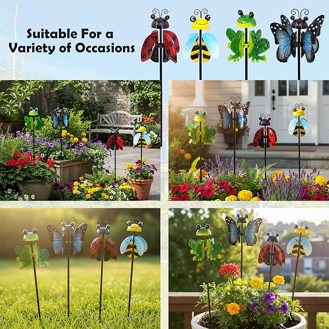 Metal Wind Spinners Outdoor from, Guangxie Set of 4 Garden Decor for Outside, Yard, Patio, Lawn
