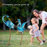 Ratuor Garden Crane Statues for Outdoor Blue Heron Metal Birds Yard Art Ornaments for Backyard Pond Patio Porch Outside Decorations