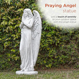Alpine Corporation 47" Tall Indoor/Outdoor Praying Angel Statue Yard Art Decoration, Light Gray