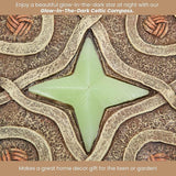 Bits and Pieces - 10” (25.5 cm) Glow-in-The-Dark Celtic Compass Decorative Stone - Yard Decoration – Beautiful Lawn/Garden Stone