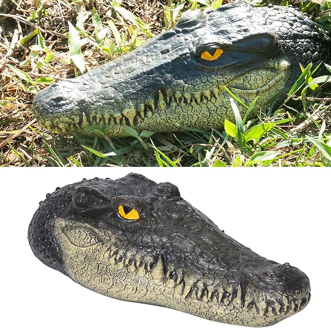 LUEUR Floating Alligator Head Garden Decor for Ponds & Pools – Realistic Crocodile Head Floating Ornament, Decorative Alligator Accent for Outdoor Water Features, Yard & Landscape Decoration