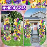 Beeveer 2 Pcs Mardi Gras Yard Sign with Stake Outdoor Carnival Lawn Decorations Waterproof Welcome Crown Carnival Decor Party Yard Signs for Festive Masquerade Home Garden Pathway Supplies