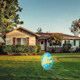 Happy Easter Classic Yard Sign Home Decor Lawn Decoration With Stakes Easter Egg (Blue)