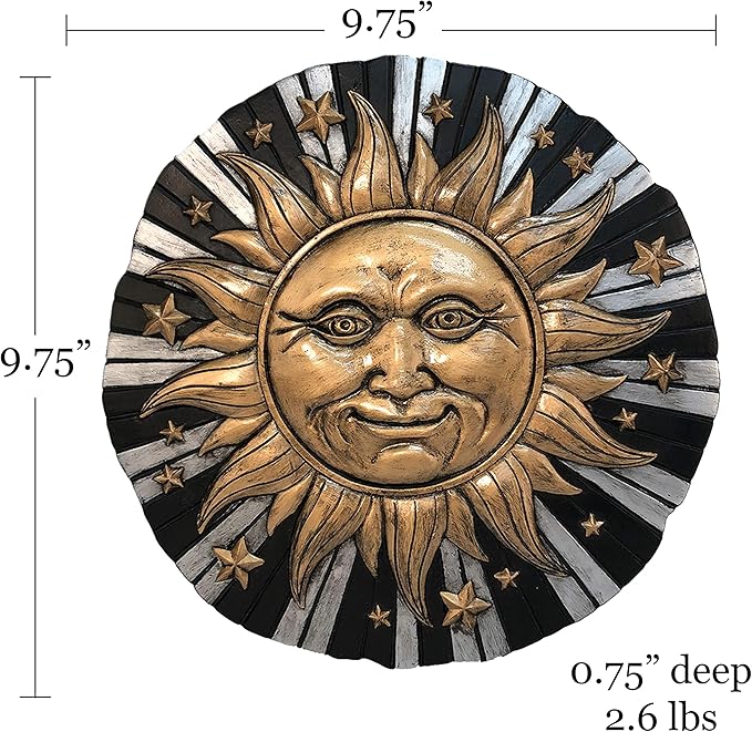 Spoontiques - Garden Décor -Sunface Stepping Stone - 9 5/8" Diameter Decorative Stone for Garden
