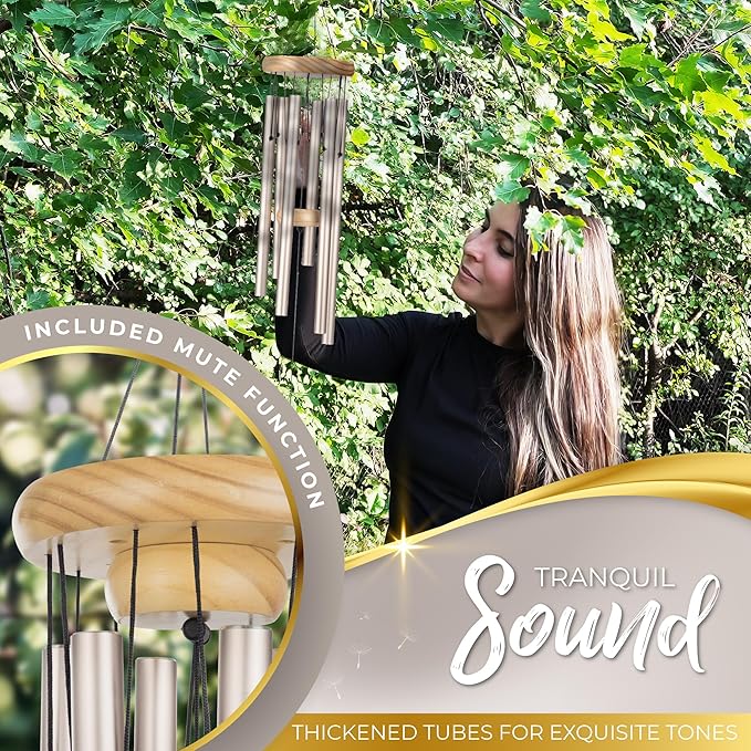 Beautifully Packaged Pearl Memorial Wind Chimes for Loss of Loved One - Tranquil Sounding Sympathy Wind Chimes for Outside in Memory of a Loved One - Ideal as a Sympathy Gift & Memorial Gifts (32")