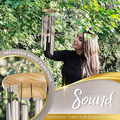 Beautifully Packaged Pearl Memorial Wind Chimes for Loss of Loved One - Tranquil Sounding Sympathy Wind Chimes for Outside in Memory of a Loved One - Ideal as a Sympathy Gift & Memorial Gifts (32")