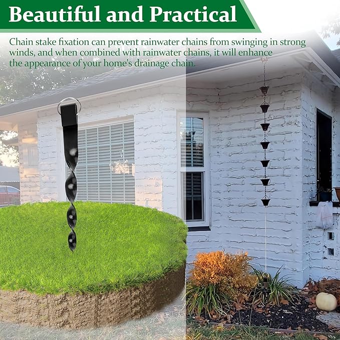 Rain Chains Direct Ground Anchor-13 Rain Chain Accessories for Eaves Drain Chain Fixed Stake Replacement