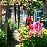 Solar Wind Spinner with Metal Sculpture Garden Stake Flamingo Decor Multi-Color LED Lights for Outdoor Yard Lawn & Garden Decoration