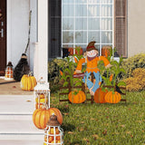 Glitzhome 5-Piece Modular Yard Stake Set, 41.5 Inch Scarecrow & Corn Fall Decor - Rust-Proof Metal Farmhouse Outdoor Decor for Thanksgiving Harvest