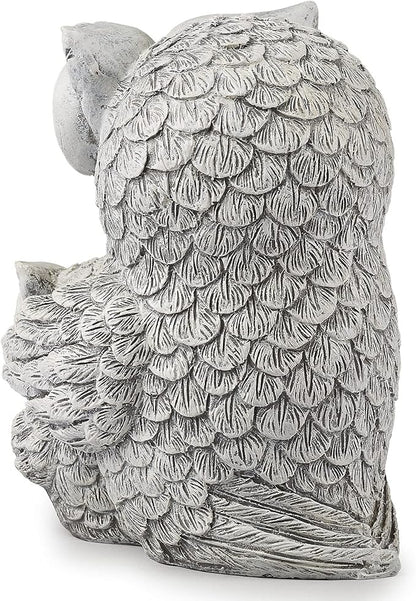 Roman Garden - Owl and Baby Statue, 8" H, Pudgy Pals Collection, Resin and Dolomite, Decorative, Garden Gift, Home Outdoor Decor, Durable, Long Lasting